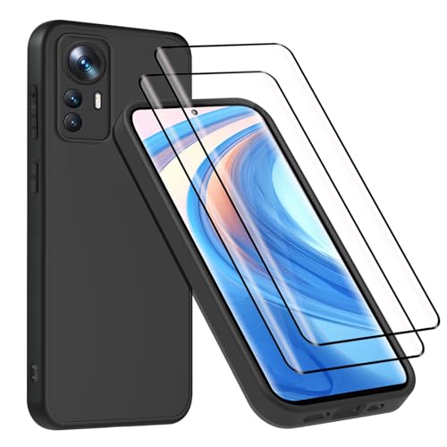 TPLTECH für Panzerglas für Xiaomi 12 Pro Schutzfolie, [2 Schutzglas + 1 Handyhülle] 9H Kratzfest Displayschutz, 0.33mm Ultra HD Folie, Fingerabdruck-ID Unterstützen, Blasenfrei, Rundumschutz von TPLTECH