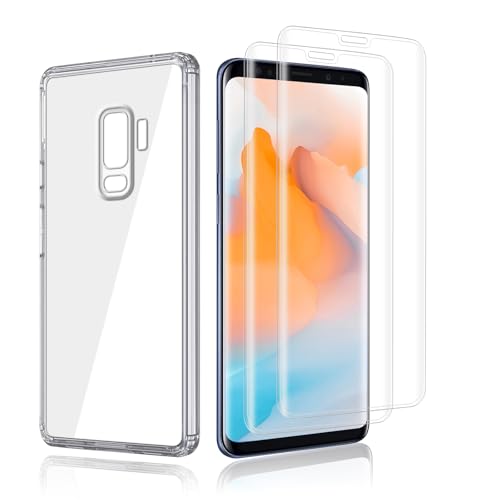 TPLTECH 3 in 1 Set Panzerglas für Samsung Galaxy S9 Plus Schutzfolie, Hülle [2 Stück Panzerglas+1 Handyhülle] 9H Härte Panzerfolie, Stoßfest, Anti-Bläschen Anti-Staub Schutzglas Displayschutzfolie von TPLTECH