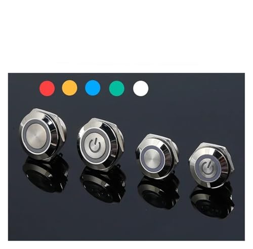 16/19MM short metal button switch, flat head, normally open, self resetting, illuminated metal light touch button, 4-pin(5,19MM_CIRCULAR SIGN_12V-24V) von TPQZQAUEC