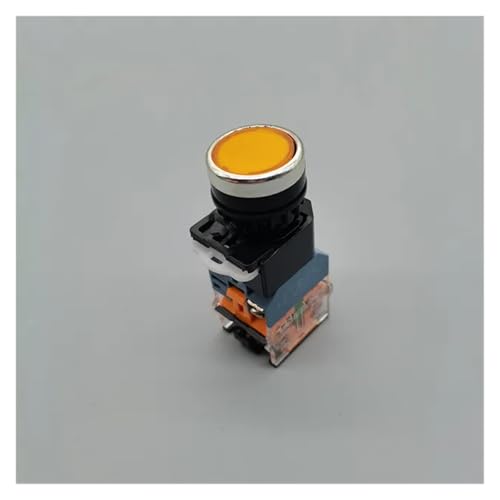 LA38-11D button switch with light 220V self-locking and self-resetting flat head control LA38-11DN opening 22MM(Yellow,SELF-LOCKING_12V) von TPQZQAUEC