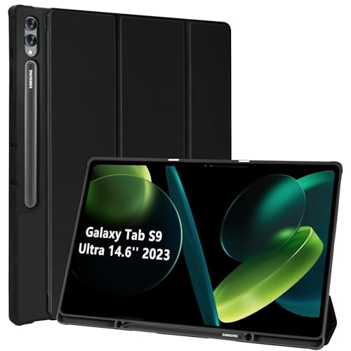 TQQ Hülle für Samsung Galaxy Tab S9 Ultra 14.6 Zoll 2023 Release [SM-X910/916/918], Stoßfeste und Sturzsichere Cover mit S Pen Halter, Multi-Winkel Ansehen und Auto Schlaf/Wach Funktion von TQQ