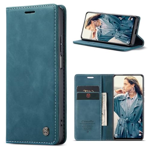 TQmchun Handyhülle für Realme 10 Pro Plus Hülle Magnet Kartenfach Standfunktion Klapphülle Schutzhülle,Premium Leder Klappbar Tasche Flip Case, Blau von TQmchun