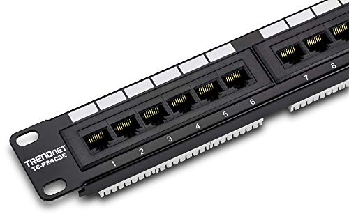 TRENDnet 24-Port Kat5/5e RJ-45 UTP Ungeschirmtes Patchpanel, Zertifiziert 100Mhz Kat 5e, Krone Verbindungen, farbcodierter Beschriftung, TC-P24C5E von TRENDnet