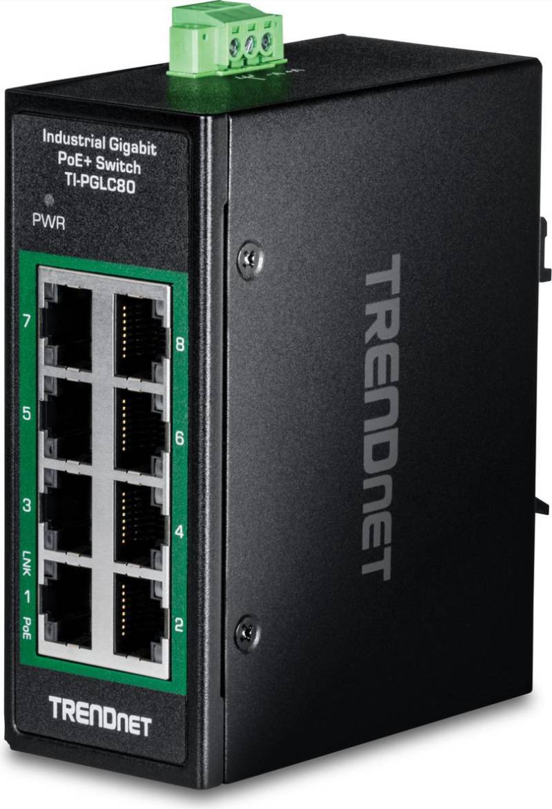 TRENDnet 8-Port Industrial Gigabit PoE+ DIN-Rail Mini Switch (TI-PGLC80) von TRENDnet