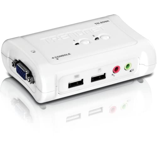 TRENDnet TK-209K 2-Port USB KVM Switch und Kabel Kit mit Audio (Verwalten von zwei PCs, USB 1.1, Hot-Plug, Auto-Scan, Hot-Keys, Windows und Linux kompatibel) von TRENDnet