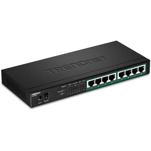 TRENDnet TPE-TG84 Gigabit PoE+ Switch mit 8 Ports, 120W PoE Power Budget 16 Gbit/s Switching Kapazität, QoS IEEE 802.1p Unterstützt DSCP Pass-Through ohne Lüfter, Schwarz von TRENDnet