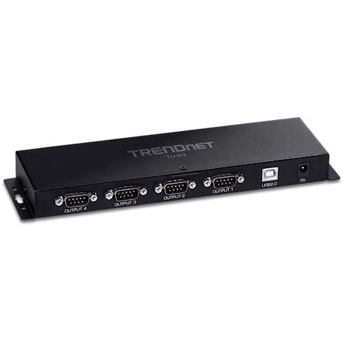 TRENDnet TU-S4, 4-Port USB zu Seriell RS232 Hub, Schwarz von TRENDnet