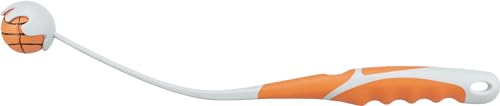 Trixie Ball Katapult mit Ball für Hunde, ø 4,5 cm / 40 cm, orange/grau, apportieren, schwimmender Ball, ergonomischer Handgriff von TRIXIE