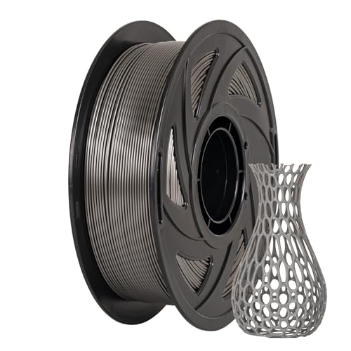 TRONXY PETG Filament 1,75 mm, Metall Hellgrau 3D-Drucker Filament Genauigkeit +/- 0,05 mm, 1 kg Spule (2,2 lbs) für 3D-Drucker von TRONXY