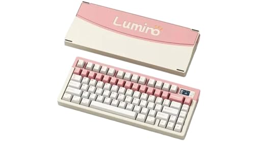 Drahtlose mechanische Tastatur Luminkey75 mit Aluminiumbildschirm 81 Tasten Hot Swap Kompatibel mit PC-Gamer-Zubehör(Pink) von TRyYCB