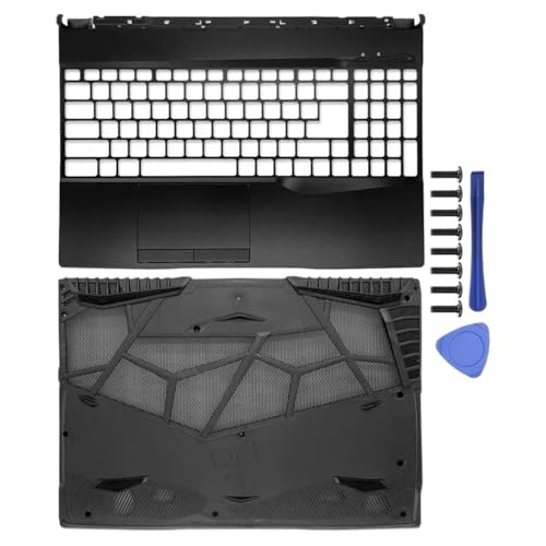 Ersatz-LCD-Rückabdeckung, vordere Rahmenscharniere, Handballenauflage und unteres Gehäuse, kompatibel mit GE65 GL65 GP65 MS-16U1 16U2 16U3 16U4 16U5 16U7 Laptops(Black CD Cover) von TRyYCB