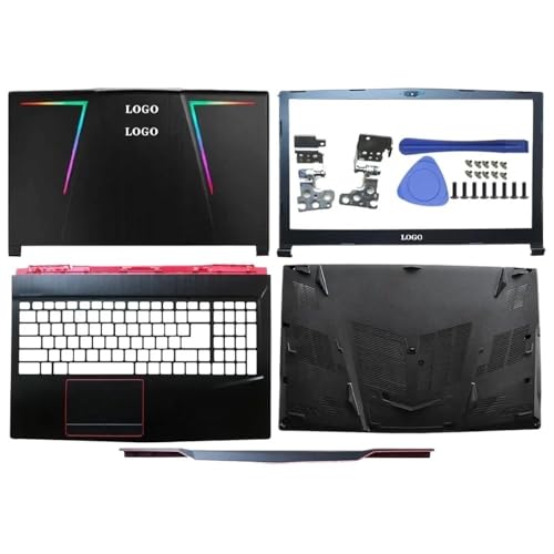 Ersatz-Laptop-Rahmen, LCD-Rückseite, vordere Lünette, Scharniere, Handballenauflage, Unterseite, kompatibel mit GE63 GE63VR-7RT-7RE MS-16P1 MS-16P5(Light Slot Set) von TRyYCB