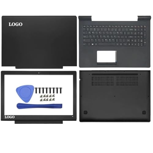 Laptop-Gehäuse, LCD-Rückseite/Frontblende/Scharniere/Handballenauflage-Tastatur/Unterseite, kompatibel mit 700-15 700-15ISK E520-15IKB(WithKeyboardABCD) von TRyYCB