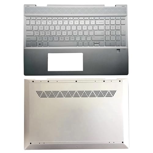 Silberne Ersatz-LCD-Rückabdeckung Compatible with Handballenauflage, kompatible X360 15-DR 15M-DR-Modelle L55038-001(with Keyboard CD) von TRyYCB