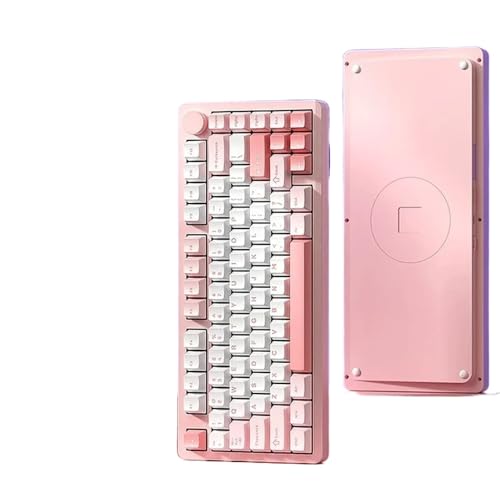 TRyYCB Multifunktionale mechanische Hi8-Tastatur mit Aluminiumkonstruktion und 8000 mAh, DREI Modi, Hot-Swap-kompatibel Kompatibel mit Spiele und Bürogebrauch(Pink) von TRyYCB