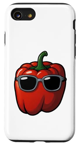 Hülle für iPhone SE (2020) / 7 / 8 Rote Paprika mit Sonnenbrille als cooles Gemüse im Sommer von TS Dörgenhausen