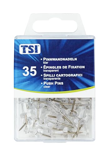 TSI 48310 Pinnwandnadeln, 35er Packung, klar von TSI