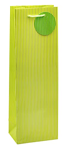 TSI Geschenktüten mit Hot Stamping Nadelstreifen, Farbe Grün, 4er Packung, Größe: Flasche (HxBxT 36 x 12 x 8 cm), Art. Nr. 85286-6 von TSI