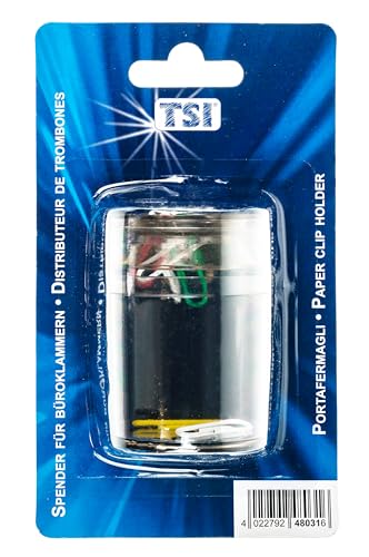 TSI Büroklammernspender, magnetisch, Farbe schwarz transparent, Art.-Nr. 48031 von TSI