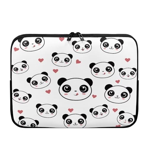 TSOVTHRID Laptop-Tasche mit niedlichem Cartoon-Panda-Herz-Druck, 25,4 cm (10 Zoll), mit Reißverschluss, Lap-Top-Hülle, Notebook-Hülle von TSOVTHRID