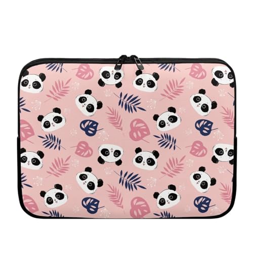 TSOVTHRID Laptop-Tasche mit niedlichem Cartoon-Panda-Motiv, mit Reißverschluss, für Business und Schule, Rosa / Blau von TSOVTHRID