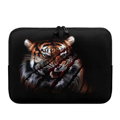 TSOVTHRID Laptoptasche mit Fierce Tigermuster, 33 cm (13 Zoll), Schwarz, Computerhülle, Tasche, Geschenke für Damen und Herren von TSOVTHRID