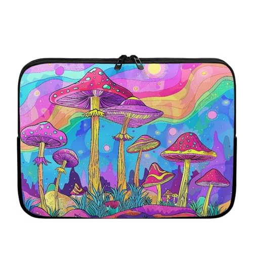 TSOVTHRID Laptoptasche mit Pilz-Regenbogen-Muster, 38,1 cm (15 Zoll), für Computer, Tablet-Tasche für Reisen, Violett von TSOVTHRID