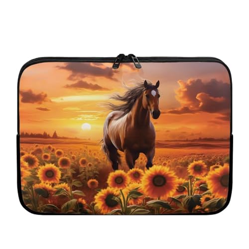 TSOVTHRID Laptoptasche mit Reißverschluss, Laptoptasche mit Sonnenblumen-Motiv, wasserabweisend, Laptop-Tasche, Tablet-Hüllen, leicht zu tragen, Braun von TSOVTHRID