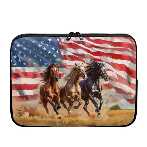 TSOVTHRID Laptoptasche mit amerikanischem Flaggenmuster, tragbare Computer-Tragetasche, Laptop-Tasche, Tablet-Abdeckung, universal, für 10-17-Zoll-Laptops von TSOVTHRID