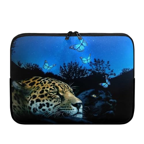 TSOVTHRID Tiger Blue Sea Butterfly bedruckte Computerhülle, Notebook-Tasche, kompatibel mit 10-17 Zoll Tablet/Laptop von TSOVTHRID