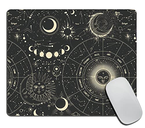 Set of Moon Phases Mouse Pad Celestial Pattern Office Gift Mouse Mat Space Mouse Pad Horoskop Mousepad Star Mousemat Desk Accessories Gift for Her Desk Decor 24.1 x 20.1 x 0.3 cm Inch von TSSOHU