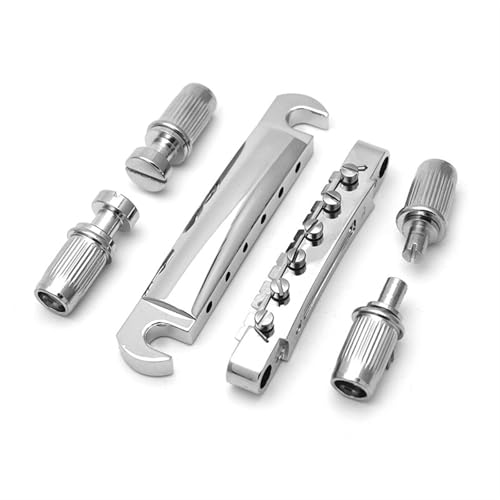 Gitarrenbrückenteile Für LP E-Gitarre Split Bridge Saitenhalter Oberer Und Unterer Bridge Saitenhalter Komplettset Zubehör(Silver) von TSTS