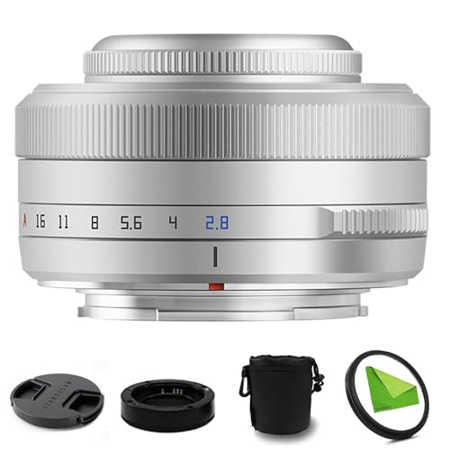 TTArtisan 27mm F2.8 f/2.8 XF-Mount Autofokus APS-C STM Objektiv für Fujifilm Fuji X-Mount Kameras X-T10 X-T2 X-T20 X-T30 X-T3 X-T4 X-T5 X-T100 X-T200 X-T30 X-PR01 X-PR02 X-PR03 X-E4 -Silber von TTARTISAN