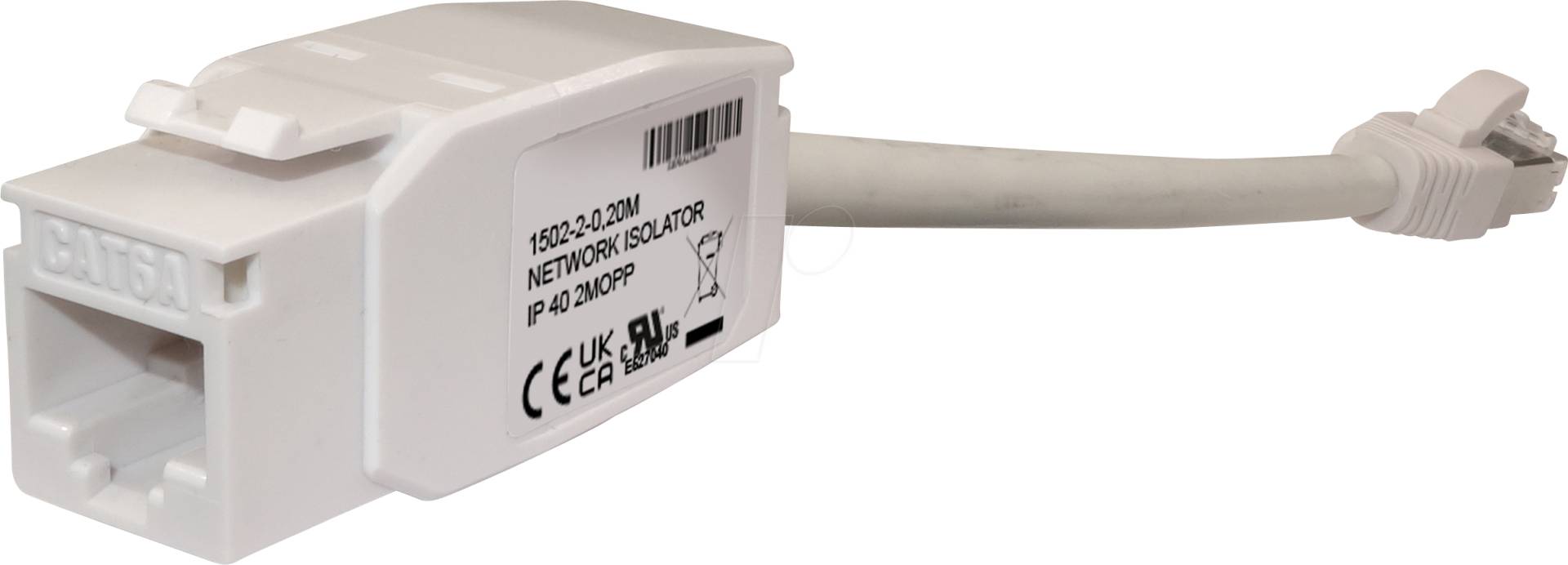 TTL 1502-2-020M - Keystone Netzwerkisolator RJ45 Buchse / Stecker, 0,2m von TTL NETWORK