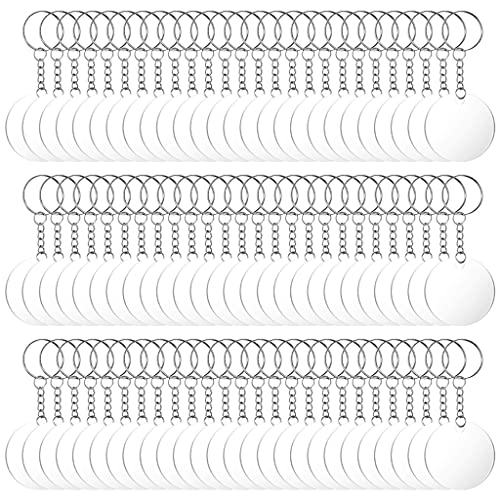 TTTLLNN 96-teiliges Acrylscheiben-Set für Schlüsselanhänger, transparent, rund, Acryl, Rohlinge, Schlüsselanhänger für (Transpar von TTTLLNN