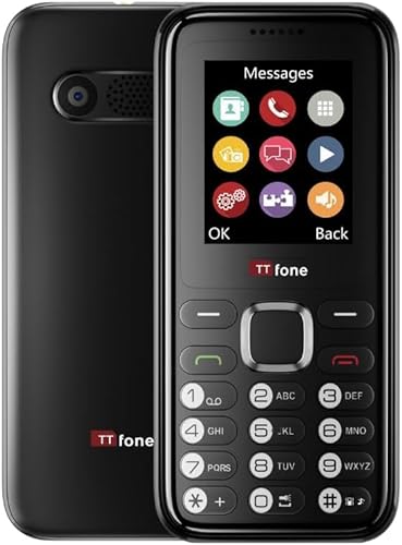 TTfone TT150 Handy Basic entsperrt mit Bluetooth, lange Akkulaufzeit, Dual-SIM mit Kamera und Spiel, einfach zu bedienen, robust und leicht (Schwarz, mit Ladegerät) von TTfone