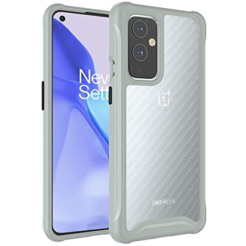 TUDIA Carbon Hybrid kompatibel für OnePlus 9 5G (2021) Hülle, [Lucion] Klar Case Dünne Kratzfestes Weiche Transparente Stoßfeste Clear Back TPU Bumper Hülle OnePlus 9 - Grau von TUDIA