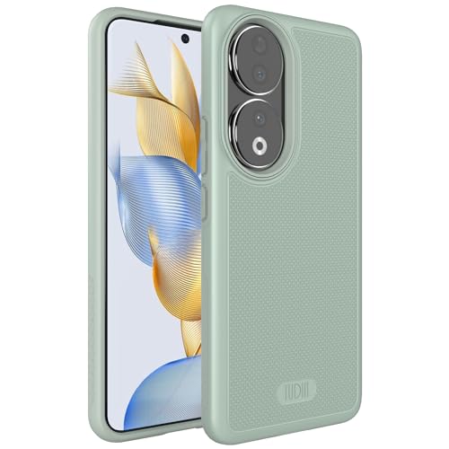 TUDIA DualShield Grip kompatibel mit Honor 90 Hülle (2023), [MergeGrip] Stoßfestes Dual Layer Dünn TPU Militär Grade Handyhülle - Grün Lilie von TUDIA