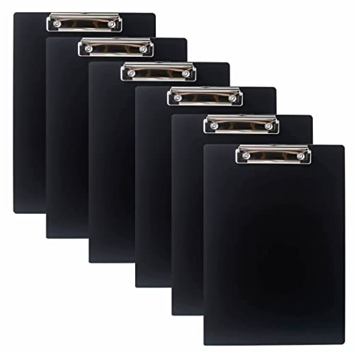 6er Alu Klemmbrett A4 mit gummierter Metalklemme, Schreibbrett DIN A4 mit Aufhängeose, Pad Halter Clipboard - Stabile Aluminum Schreibplatte - Schreibblock 6er Pack in Schwarz - TKD8025-black-6x von TUKA-i-AKUT