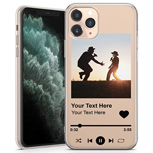 Personalisierte Handyhülle für iPhone 11 Pro - Clear Soft Gel Custom Cover Foto Musik Song Album Ihr eigenes Design - Schwarzer Text von TULLUN