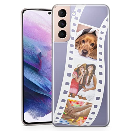 TULLUN Personalisierte Handyhülle für Samsung Galaxy S24 Ultra - Klare Soft Gel Benutzerdefinierte Design Foto Film Individuell Stil Idee - Weiß Diagonale Foto von TULLUN