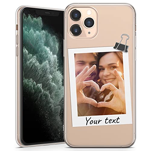 TULLUN Personalisierte Handyhülle für iPhone 12 Pro Max - Klare Soft Gel Benutzerdefinierte Gepinntes Schnappschuss Foto Ihr eigenes Bilddesign - Schwarze Büroklammer von TULLUN