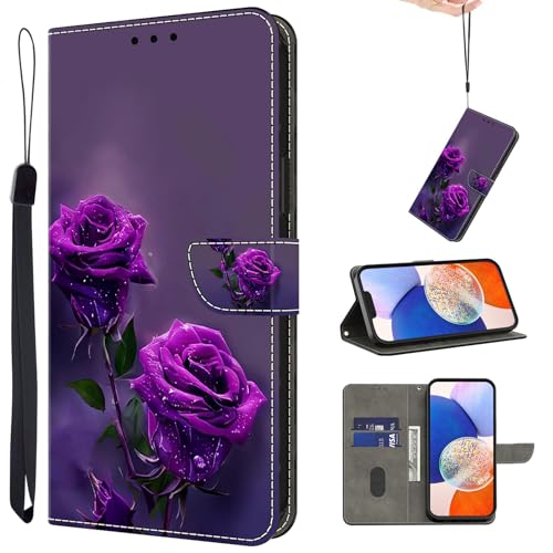 TUOLISG Handyhülle für Google Pixel 9 Pro XL Hülle,Premium Leder Google Pixel 9 Pro XL Lederhülle Wallet Klapphülle Stoßfest Kartenfach Schutzhülle für Google Pixel 9 Pro XL -Lila Rose von TUOLISG