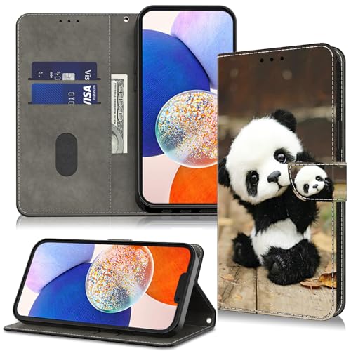 TUOLISG Handyhülle für Samsung Galaxy A13 4G/5G/A04S Hülle,Galaxy A04s hülle,Schutzhülle mit Kartenfächer und Standfunktion für Samsung Galaxy A13 4G/5G -Panda von TUOLISG