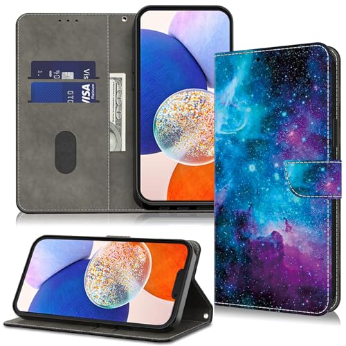 TUOLISG Handyhülle für Samsung Galaxy A13 4G/5G/A04S Hülle,Galaxy A04s hülle,Schutzhülle mit Kartenfächer und Standfunktion für Samsung Galaxy A13 4G/5G -Sternenklarer Himmel von TUOLISG