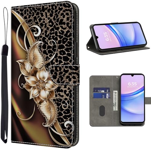 TUOLISG Handyhülle für Samsung Galaxy A34 5G Hülle,PU Leder Flip Wallet Case Schutzhülle mit Kartenfächer und Standfunktion für Samsung Galaxy A34 5G -Metall Blume von TUOLISG