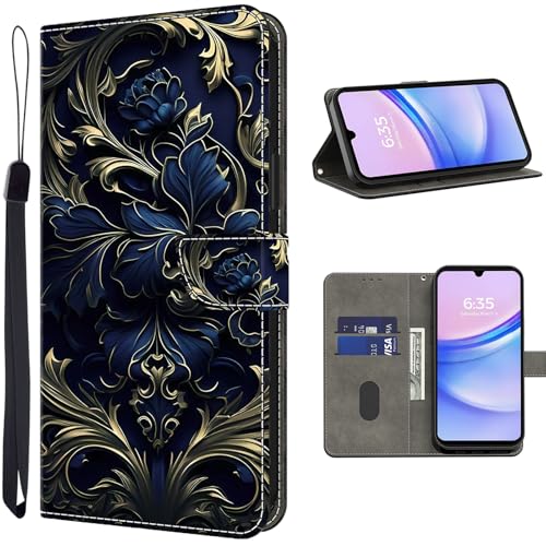 TUOLISG Handyhülle für Samsung Galaxy A53 5G Hülle,PU Leder Standfunktion Kartenfach Wallet Schutzhülle Samsung A53 Klapphülle Flip Case Cover Lederhülle -Blaue Blume von TUOLISG