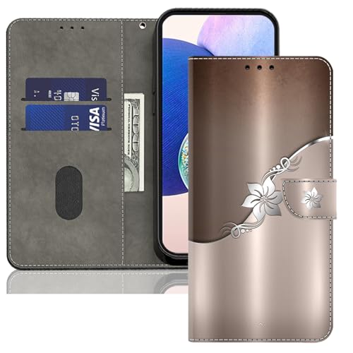 TUOLISG Handyhülle für Samsung Galaxy S8+ /Samsung Galaxy S8 Plus Hülle,PU Leder Flip Wallet Case Schutzhülle mit Kartenfächer und Standfunktion für Samsung Galaxy S8 Plus -Silberne Blume von TUOLISG