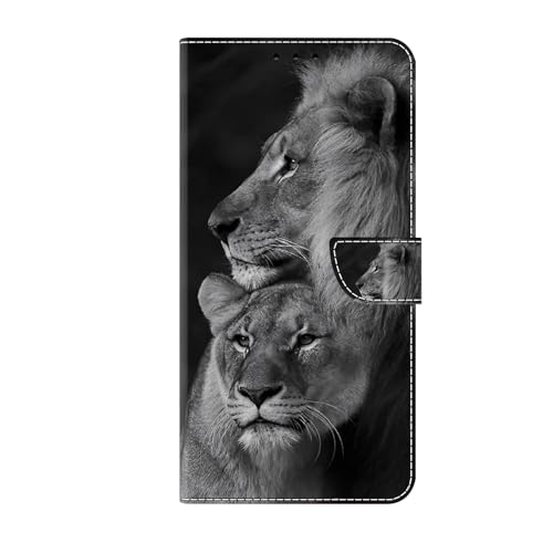 TUOLISG Handyhülle für Samsung Galaxy Z Flip 6 5G Hülle,PU Leder Kartenfächer Standfunktion Klapphülle Flip Wallet Case Schutzhülle für Samsung Galaxy Z Flip 6 2024 -Löwe von TUOLISG