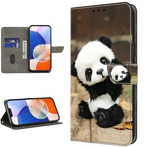 TUOLISG Handyhülle für Xiaomi Redmi Note 13 4G (Nicht für 5G) Hülle,PU Leder Flip Wallet Case Schutzhülle mit Kartenfächer und Standfunktion für Xiaomi Xiaomi Redmi Note 13 4G -Panda von TUOLISG